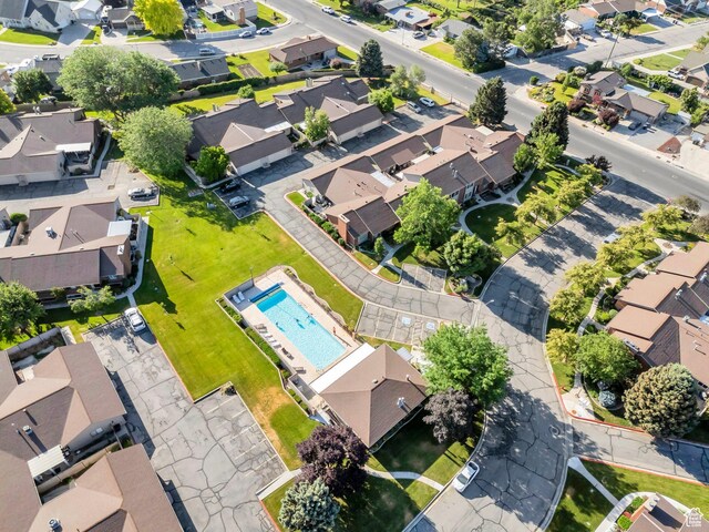 1769 Cobblestone Dr, Provo, UT 84604 - aerial perspective of suburban area featuring a pool area