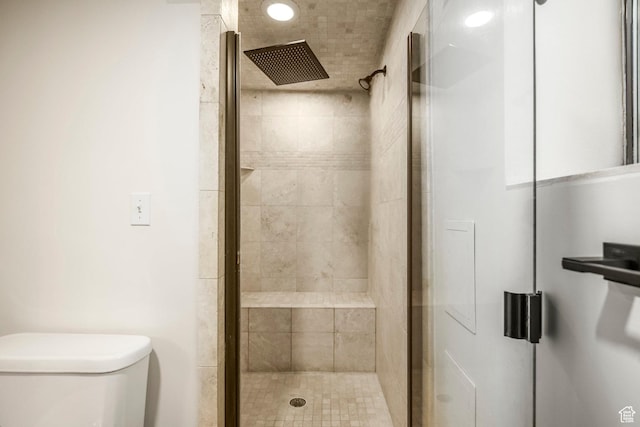full bath featuring toilet and a stall shower