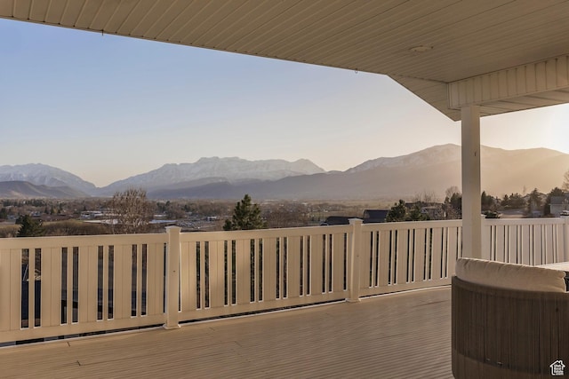 deck featuring a mountain view