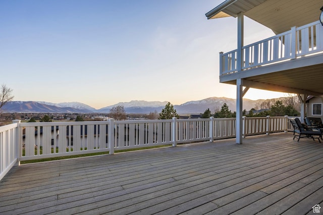 deck with a mountain view