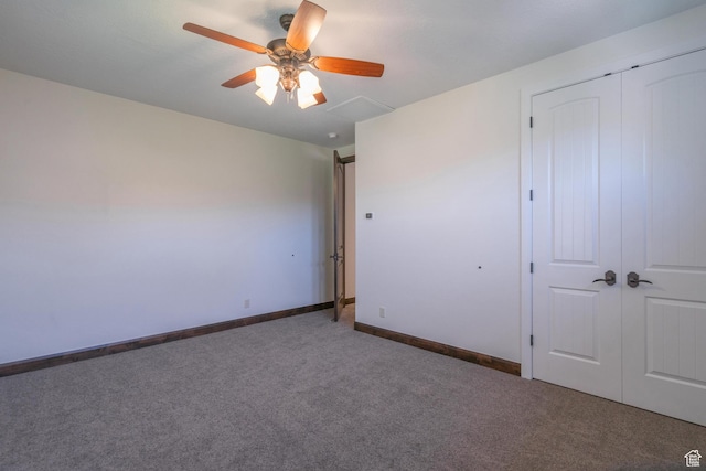 1844 N Wellington St, Washington, UT 84780 - unfurnished bedroom with carpet floors, a ceiling fan, baseboards, and a closet