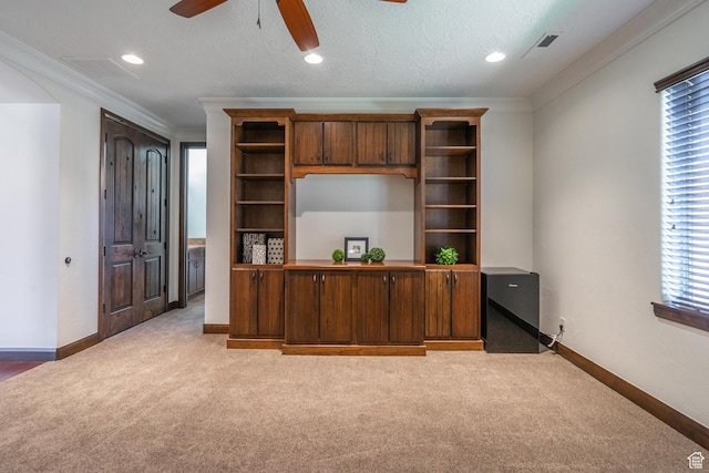 1844 N Wellington St, Washington, UT 84780 - unfurnished office with a ceiling fan, light carpet, and crown molding