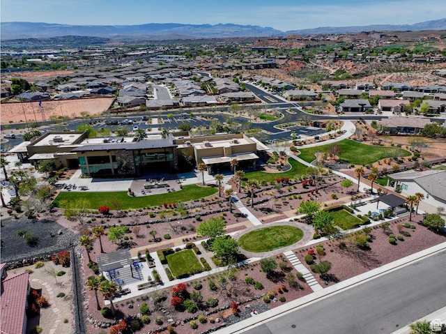 bird's eye view featuring a mountain view and a residential view