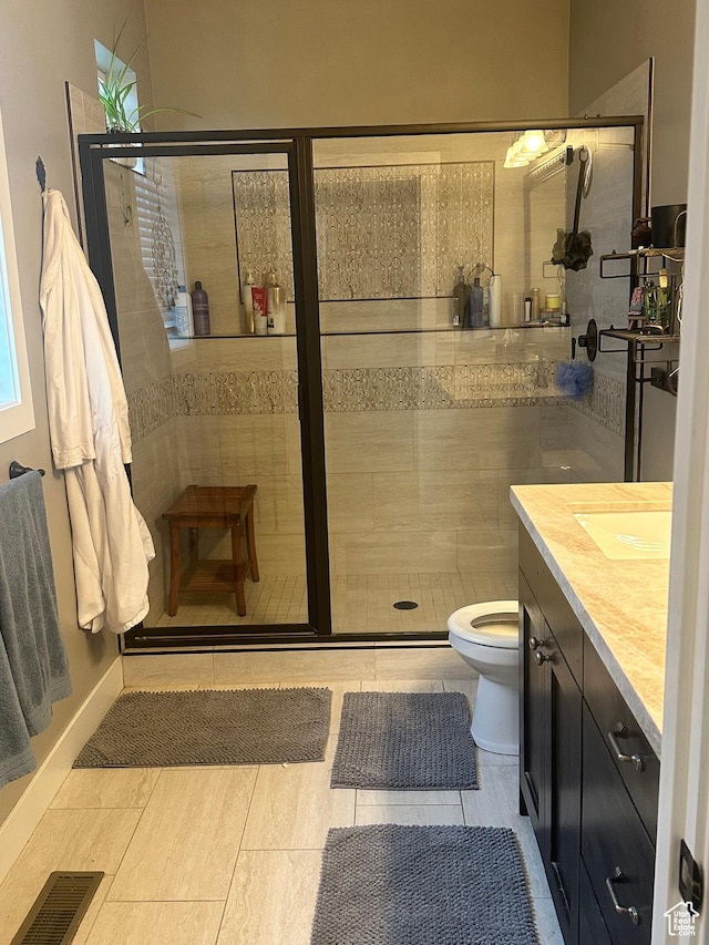 210 S 350 W, Bountiful, UT 84010 - bathroom featuring toilet, vanity, visible vents, and a stall shower