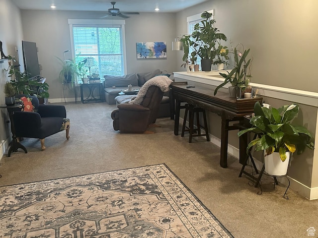 210 S 350 W, Bountiful, UT 84010 - living area with ceiling fan, baseboards, and carpet