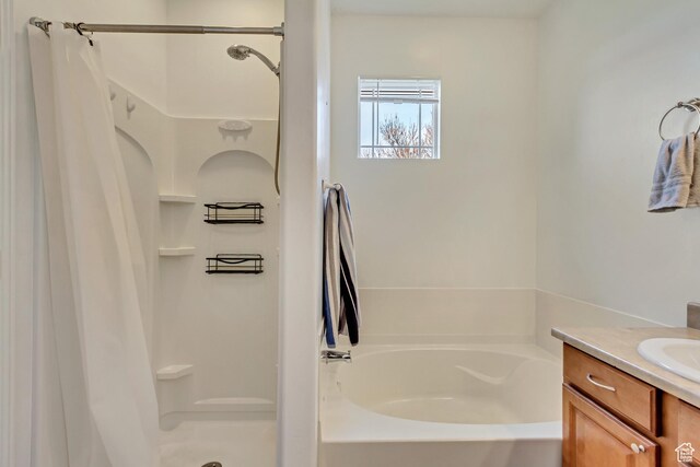 24 S 1520 W, Pleasant Grove, UT 84062 - bathroom featuring a shower stall, a garden tub, and vanity