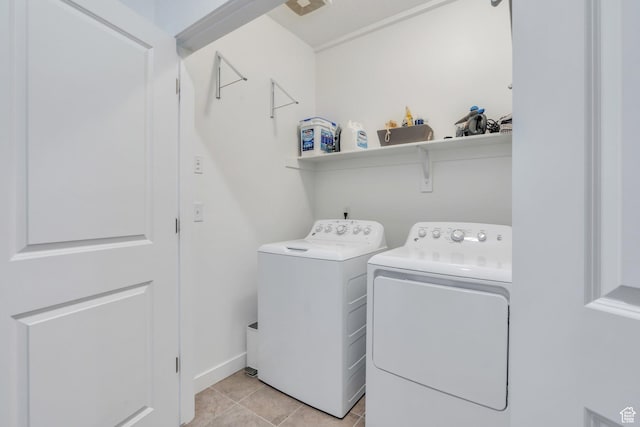 4434 W Glendon Dr, Lehi, UT 84043 - washroom featuring light tile patterned floors, separate washer and dryer, and laundry area