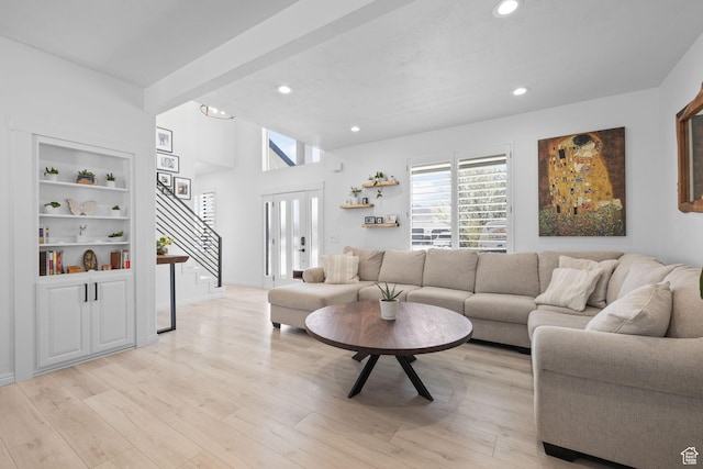 4634 W Baldy Dr, West Jordan, UT 84088 - living area with recessed lighting, stairs, and light wood-type flooring