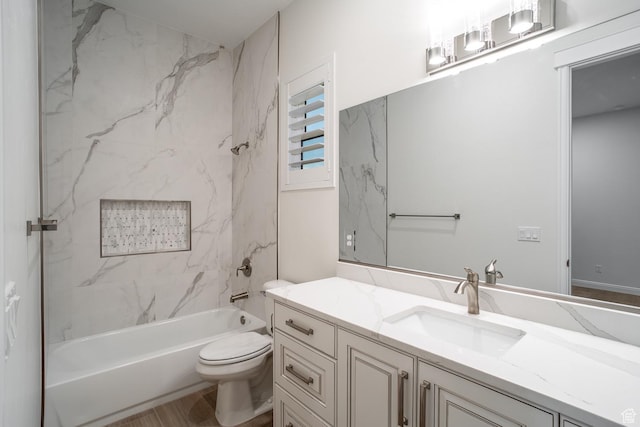 2889 E 1400 S, St George, UT 84790 - full bathroom with toilet, wood finished floors, vanity, and shower / bathing tub combination