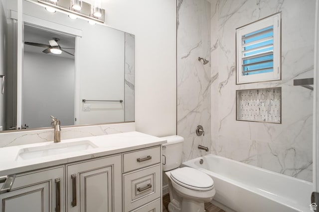 2889 E 1400 S, St George, UT 84790 - full bath with vanity, a ceiling fan, toilet, and shower / washtub combination