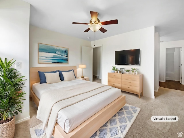 6647 W Merlot Way, West Jordan, UT 84081 - bedroom featuring light colored carpet, baseboards, and a ceiling fan
