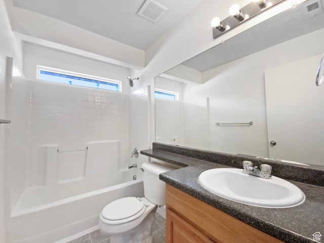 6647 W Merlot Way, West Jordan, UT 84081 - bathroom with visible vents, toilet, vanity, and shower / bathtub combination