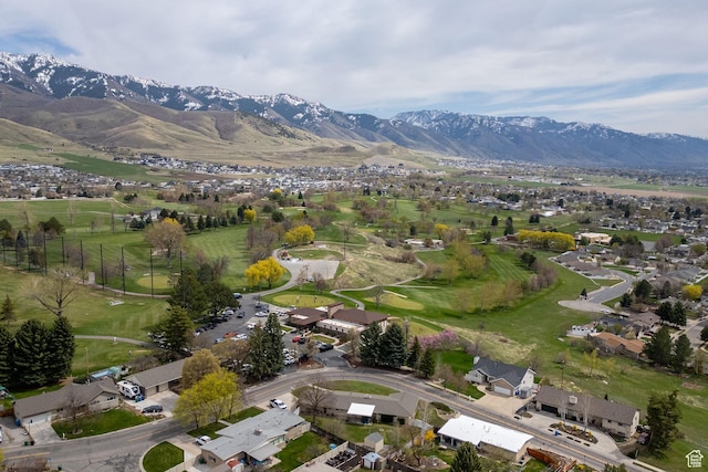 birds eye view of property featuring a residential view and a mountain view