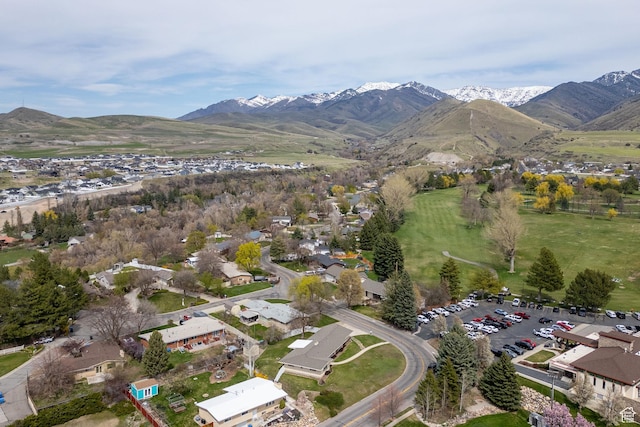 aerial view featuring a mountain view