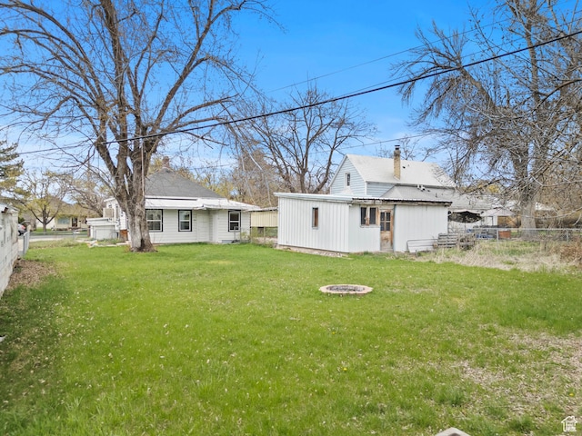 180 S 300 E, Logan, UT 84321 - view of yard featuring an outdoor fire pit, an outbuilding, and fence