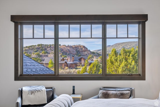 interior space featuring a mountain view
