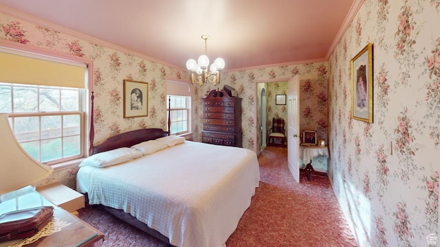 1525 E 200 S, Pleasant Grove, UT 84062 - bedroom with an inviting chandelier, carpet flooring, and crown molding