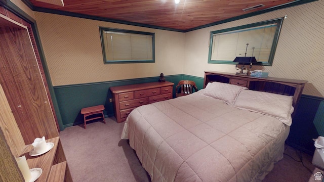 1525 E 200 S, Pleasant Grove, UT 84062 - carpeted bedroom with ornamental molding, visible vents, wainscoting, and wallpapered walls