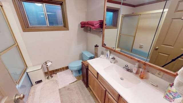 1525 E 200 S, Pleasant Grove, UT 84062 - bathroom featuring toilet, a shower with shower door, vanity, and baseboards