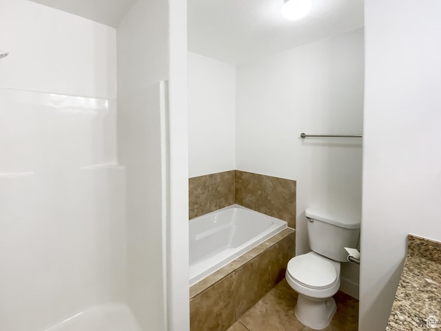 1786 E Juniper Dr, Eagle Mountain, UT 84005 - full bathroom featuring toilet, walk in shower, tile patterned flooring, and a garden tub