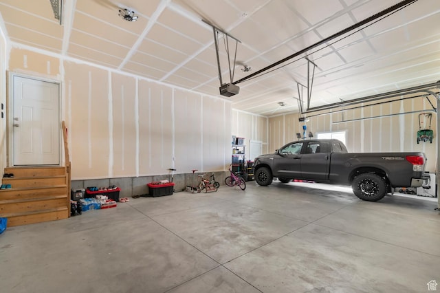 garage with a garage door opener