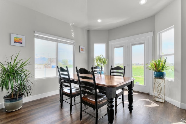 dining room featuring baseboards, a wealth of natural light, and recessed lighting