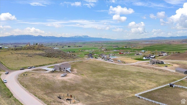 drone / aerial view with a rural view and a mountain view