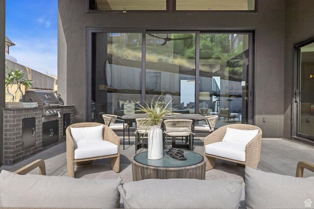 view of patio / terrace with outdoor lounge area and area for grilling