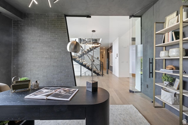 home office featuring wood finished floors