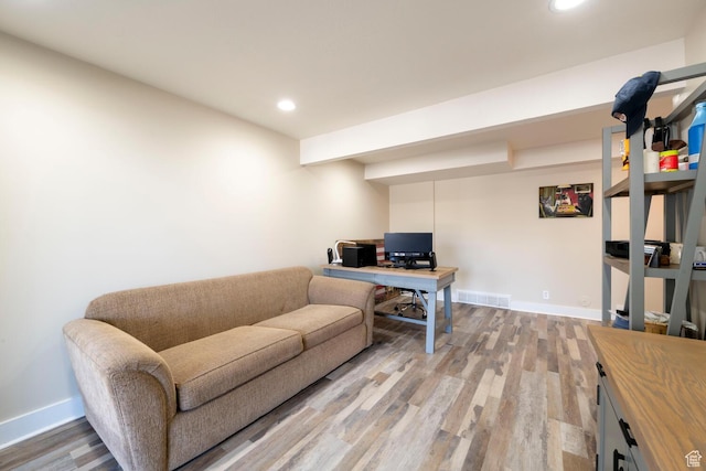 1960 S High Pointe St E Unit 22, Bountiful, UT 84010 - home office featuring visible vents, light wood-style flooring, recessed lighting, and baseboards
