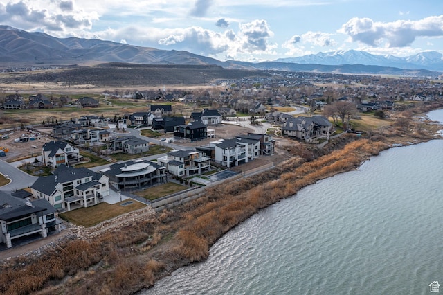 1582 S Wiltshire Ln, Saratoga Springs, UT 84045 - aerial view featuring a water and mountain view and a residential view