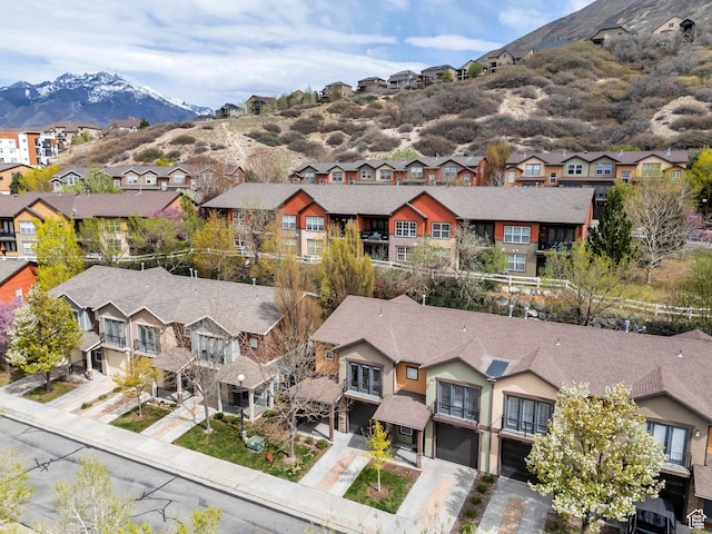 aerial view with a residential view and a mountain view
