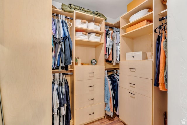 spacious closet with light wood-style floors