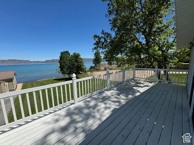 1640 S Bear Lake Blvd, Garden City, UT 84028 - deck with a water view and a yard