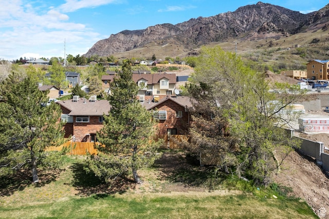 bird's eye view with a mountain view and a residential view