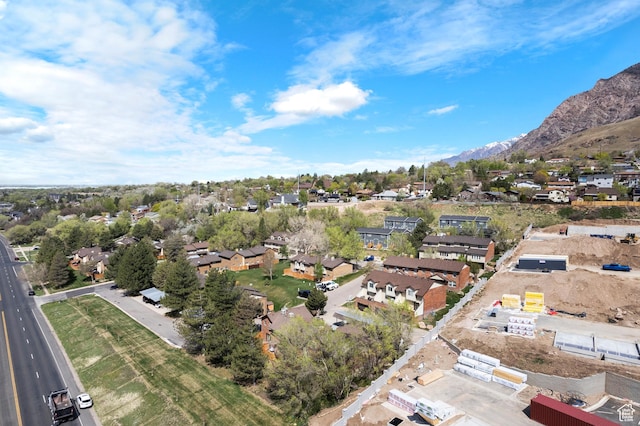 aerial view with a residential view and a mountain view