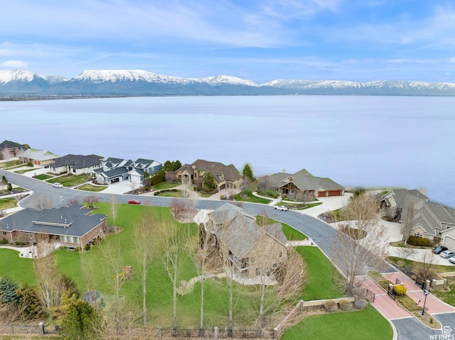 1141 S Waterside Dr, Saratoga Springs, UT 84045 - aerial view featuring a water and mountain view and a residential view