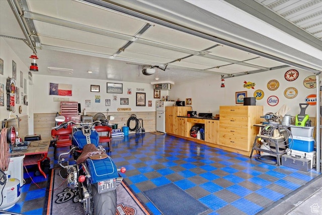 garage with a garage door opener
