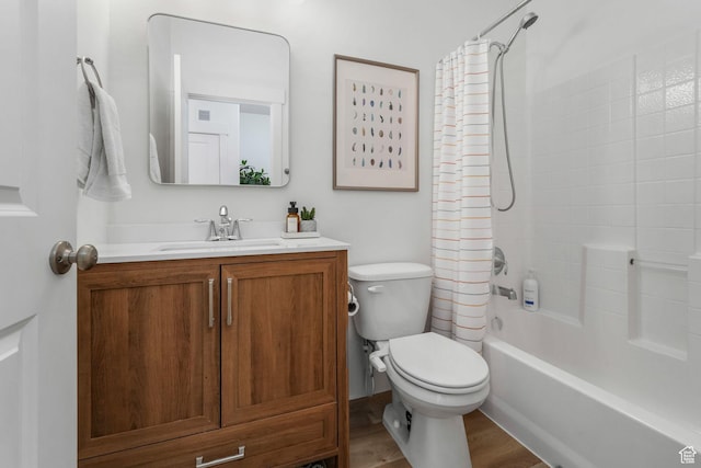 11407 S Oswego Ln, South Jordan, UT 84009 - full bath with toilet, shower / bathtub combination with curtain, vanity, and wood finished floors