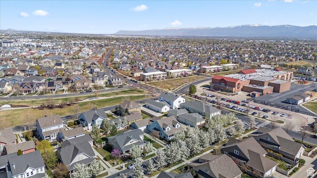 bird's eye view featuring a mountain view and a residential view