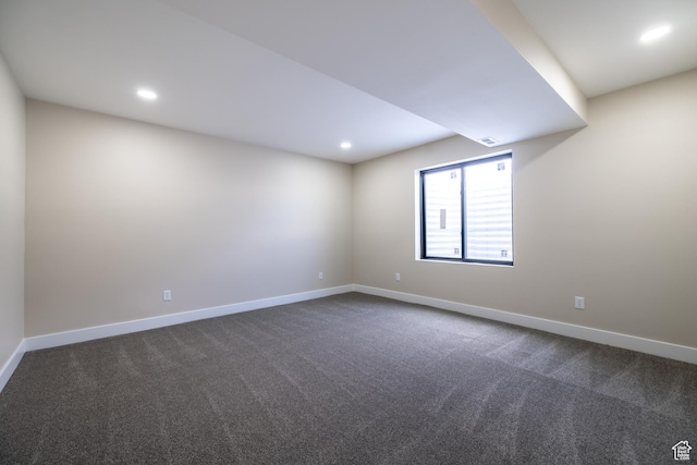 2899 E Lake Dr, Eagle Mountain, UT 84005 - unfurnished room with recessed lighting, baseboards, and dark carpet