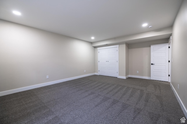 2899 E Lake Dr, Eagle Mountain, UT 84005 - unfurnished bedroom with dark colored carpet, recessed lighting, and baseboards