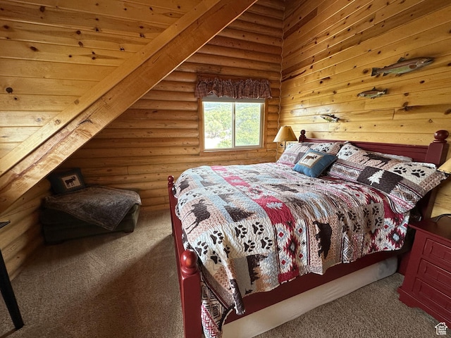 1741 S Red Canyon Dr, Parowan, UT 84761 - bedroom with log walls and carpet
