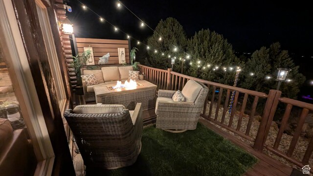 1741 S Red Canyon Dr, Parowan, UT 84761 - view of wooden balcony featuring an outdoor living space with a fire pit and a wooden deck
