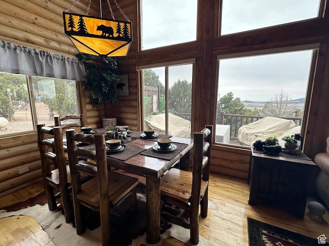 1741 S Red Canyon Dr, Parowan, UT 84761 - dining area featuring log walls and light wood-type flooring