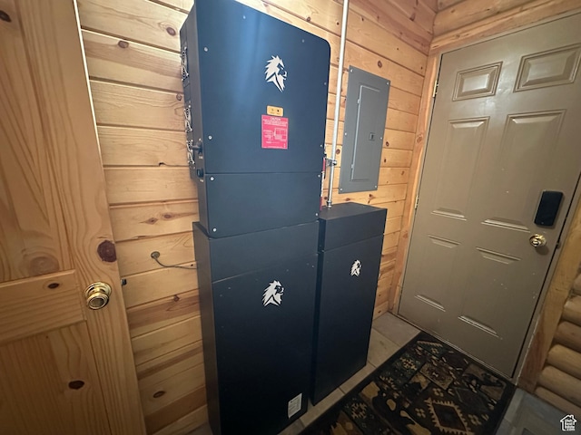1741 S Red Canyon Dr, Parowan, UT 84761 - doorway with wood walls and electric panel