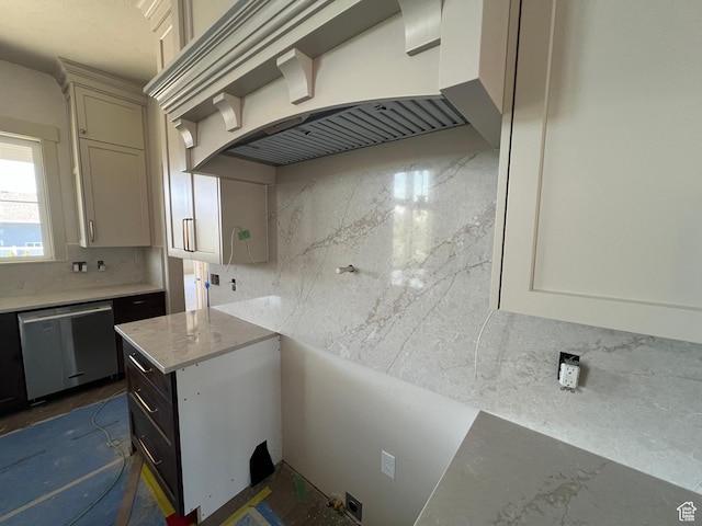 177 E 475 S, Mantua, UT 84324 - kitchen with stainless steel dishwasher, premium range hood, and backsplash