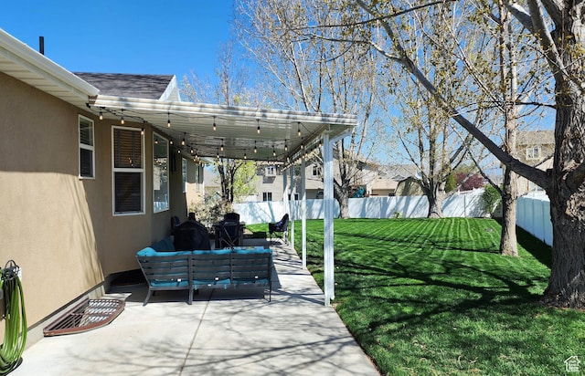 6723 W Hunter Farm Cir S, West Valley City, UT 84128 - view of patio / terrace with an outdoor living space