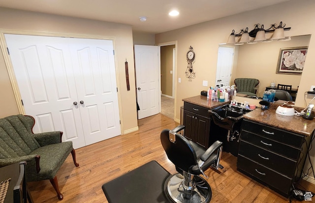 6723 W Hunter Farm Cir S, West Valley City, UT 84128 - office area featuring light wood-type flooring and recessed lighting