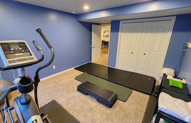 6723 W Hunter Farm Cir S, West Valley City, UT 84128 - workout area featuring carpet floors, baseboards, and recessed lighting